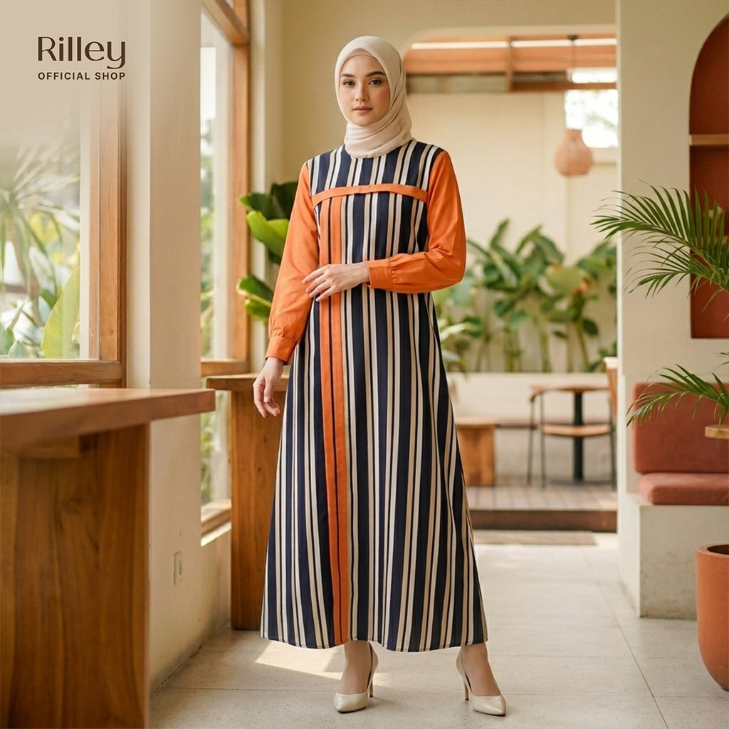 RILLEY - Gamis Akaira | Dress Panjang Muslim Wanita | Gamis Wanita Terbaru Bahan Katun Poplin