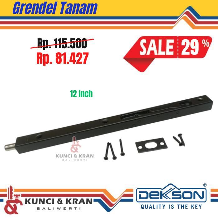 Grendel Tanam Dekkson FB 040 12" Matt Black Flush Bolt Grendel HItam
