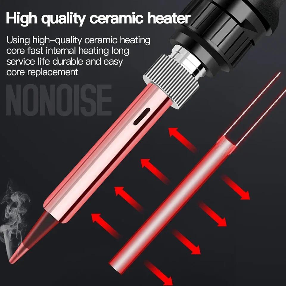 80W Electric Soldering Iron Kit Adjustable Temperature LCD Solder Ceramic Heater Soldering Tips Twee