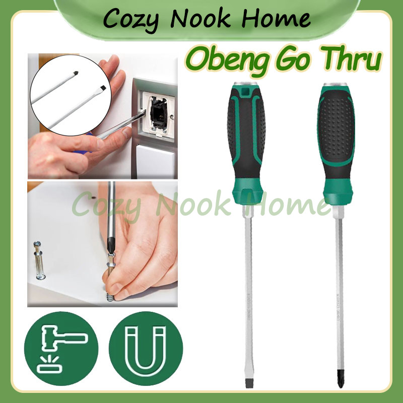 Obeng Plus Minus Magnet /Alat Perkakas Obeng / Obeng Magnet Ketok Obeng Impact Long