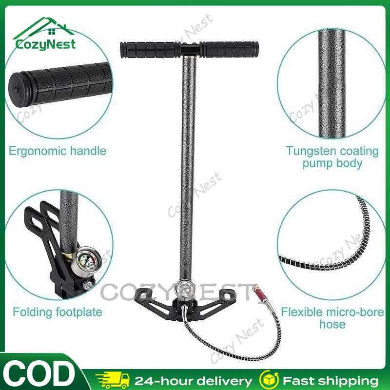 COD Promo 4 STAGE 6000psi Pompa Udara Lipat Tekanan Tinggi Baja Tahan Karat Pcp3 Tingkat Inflator Se