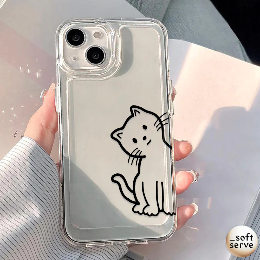 Casing ponsel Kucing Hitam Garis Miringkan Kepala cocok untuk Xiaomi&Redmi POCO M4 Pro 5G POCO M5s P