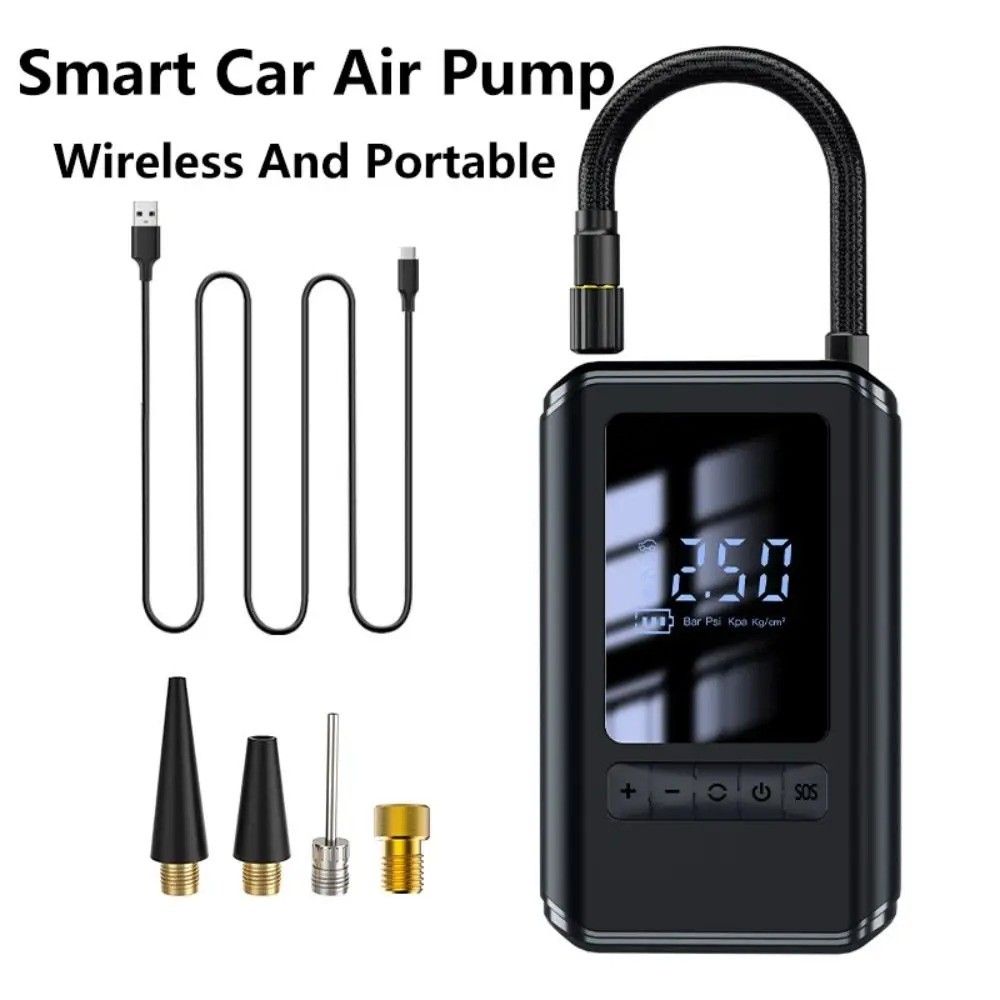 Pompa Ban Elektrik 60W 4000mAh Portable Tanpa Kabel 130 PSI Layar Digital Auto Stop Senter LED Untuk