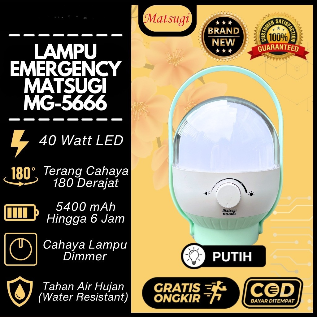LAMPU LED EMERGENCY TABUNG MATSUGI MG5666 MG 5666 LAMPU DARURAT DIMMER ANTI AIR WATERPROOF 40W 40WAT