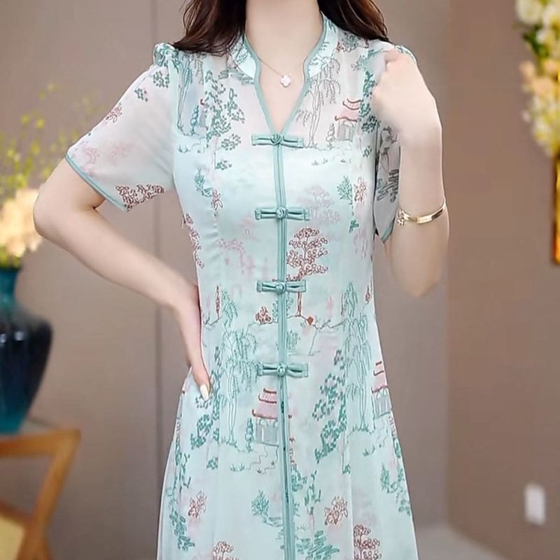 Summer New Fake Two-Piece Cheongsam Dress