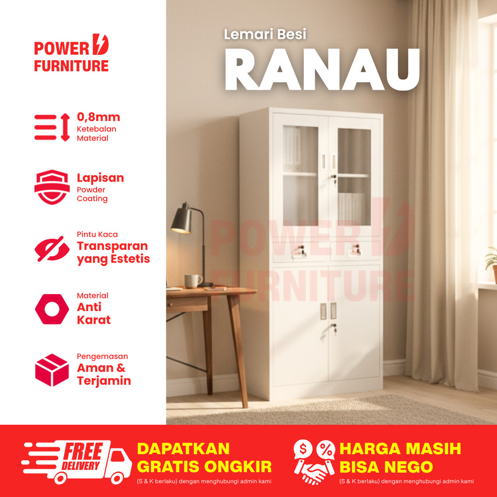 Lemari Besi Dokumen Kaca – Lemari Arsip Besi | Lemari Besi Arsip | Lemari Arsip Kantor Besi tipe RAN