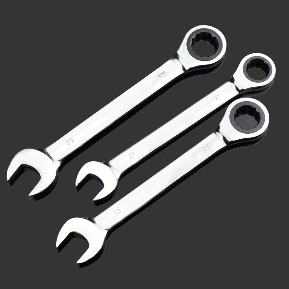 24mm 25mm 27mm 30mm 32mm Fixed Double Head Ratchet Wrench Keys Combination Spanner Set Universal Wre