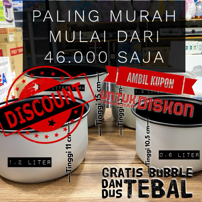 TerbaruPanci Magic Com Miyako 0,6 1 1,2 dan 1,8 2 Liter ORIGINAL ADA LOGO MIYAKO Teplon rice cooker 