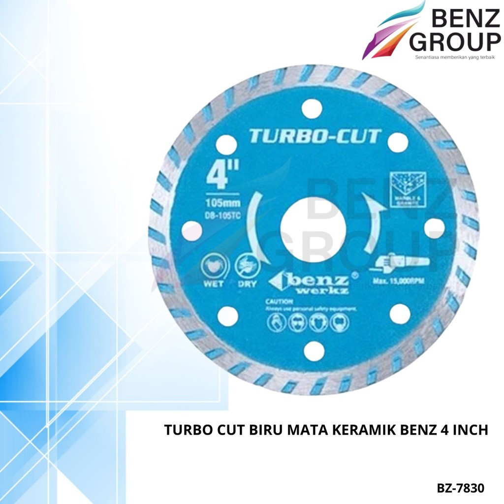 Benz Werkz Turbo Cut Biru Mata Keramik 4 Inch BZ-7830 Mata Potong Keramik Turbo Cutting Disc untuk K
