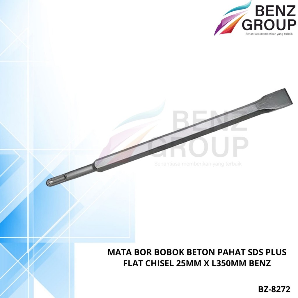 Benz Werkz Mata Bor Bobok Beton Pahat SDS Plus Flat Chisel Lebar 25mm Panjang 350mm BZ-8272 Mata Pah