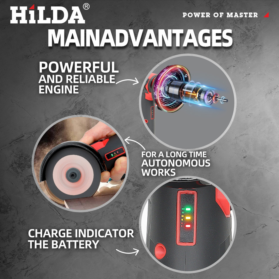 HILDA 3inch Mini Angle Grinder Handled Angle Grinder Multifunctional Cordless Cutting and Polishing 