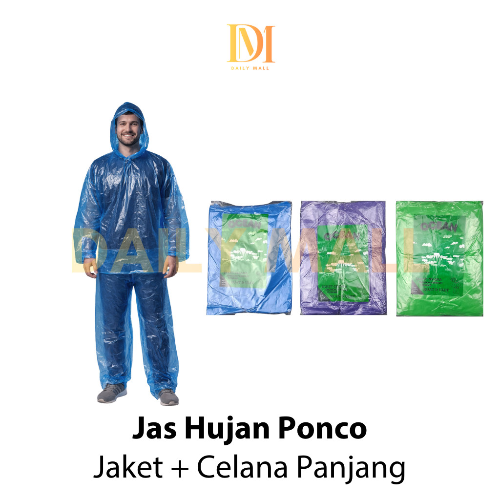 Jas Hujan Lengan Panjang + Celana Unisex LDPE / Raincoat Lengan Panjang + Celana Unisex LDPE