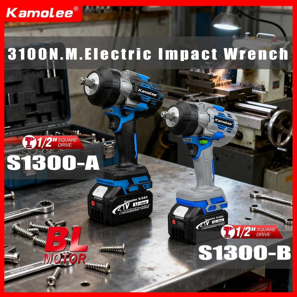 Kamolee 3100N.M 1/2”Set Alat Kunci Impact Listrik Tanpa Sikat, Pembuka Baut Truk (Kompatibel Dengan 