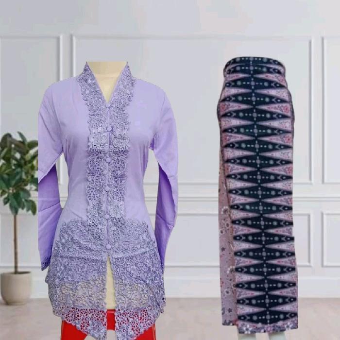 Kebaya Encim Dewasa Motif Bordir Cantik Allsize Kain Katun Berkualitas Panjang Setelan Wanita Bawaha