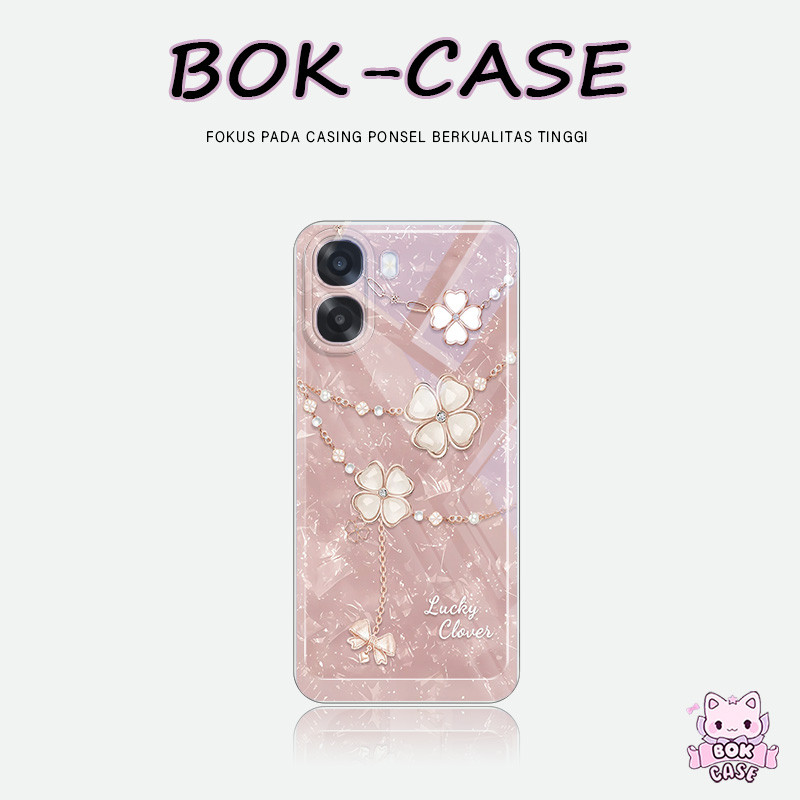 Aesthetic pelangi Untuk Case OPPO A6X Kartun Cewek Apel Kristal Lucky Bintang fullcover Soft Case TT