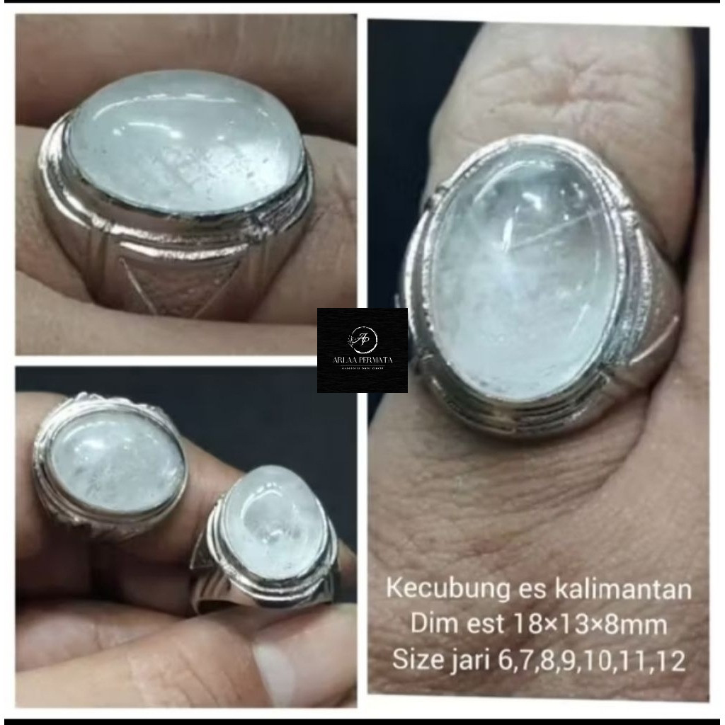 cincin batu kecubung es Cristal natural