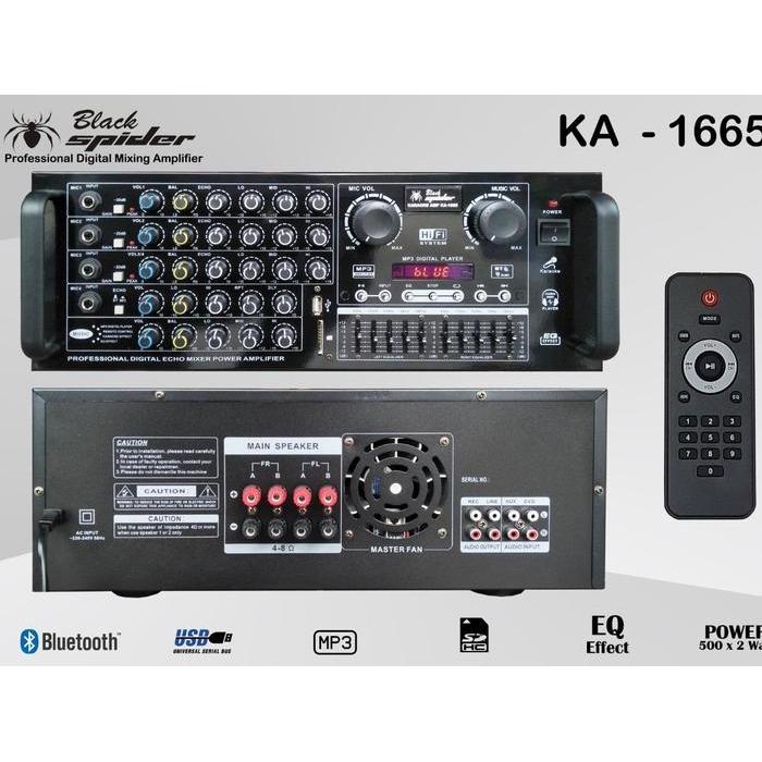 POWER AMPLI MIXER AMPLIFIER BLACK SPIDER KA1665 KA 1665 KA-1665 ORIGINAL USB MP3 BLUETOOTH EQUALIZER