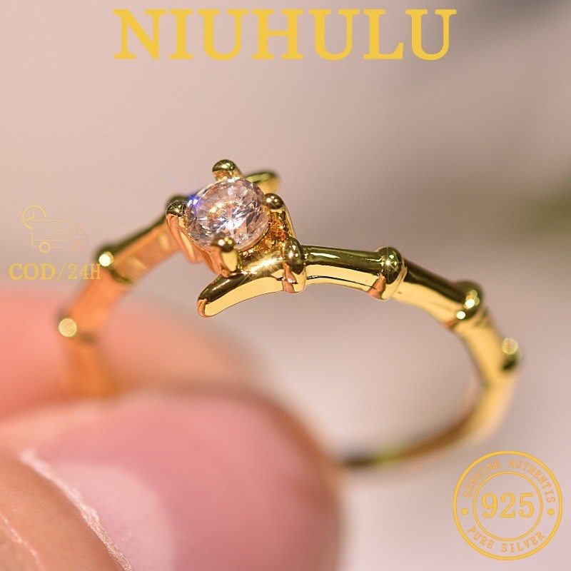 Cincin Tunangan Bambu Berlian Emas Untuk Wanita