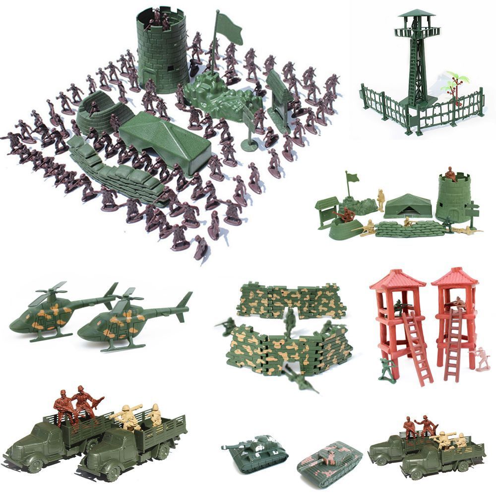 100pcs/set Plastic Solers Army Men Figures 12 Poses Gift Toy Model Military Toy For Children Boys Ac