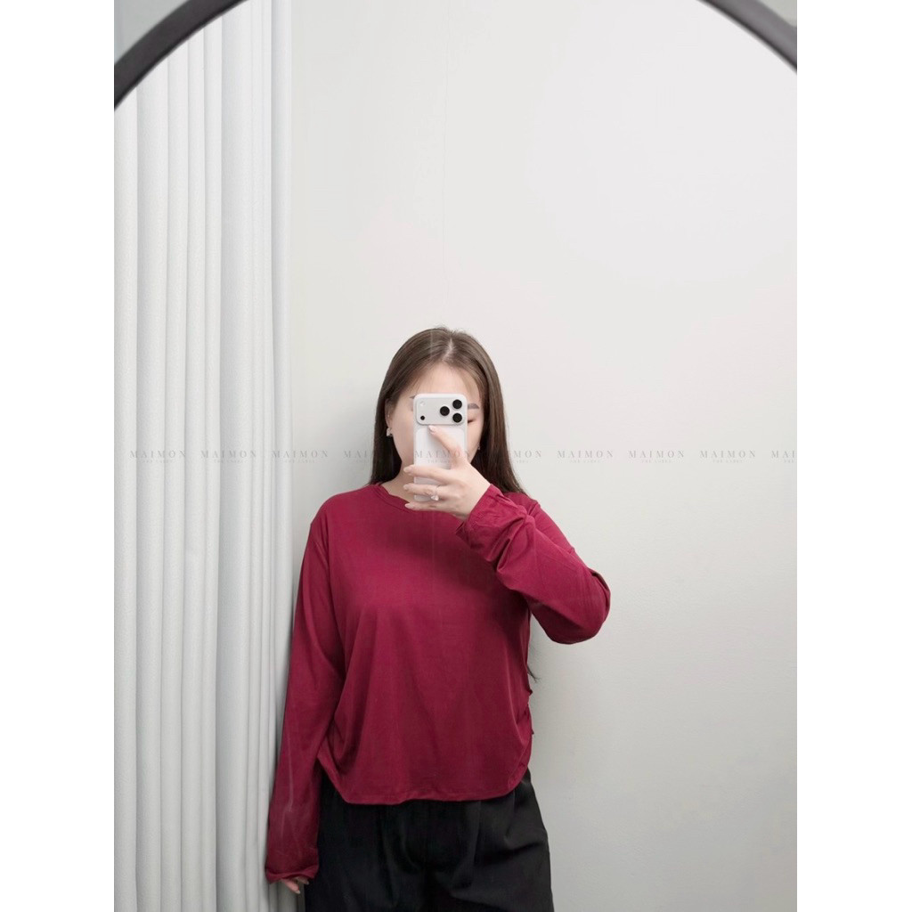 Liora Top Atasan Lengan Panjang Vneck Kerut Samping