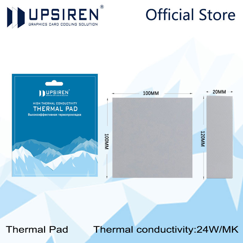 Upsiren  24W GPU CPU Heatsink Cooling Conductive Silicone Pad 100x100/120x20mm High Quality Original