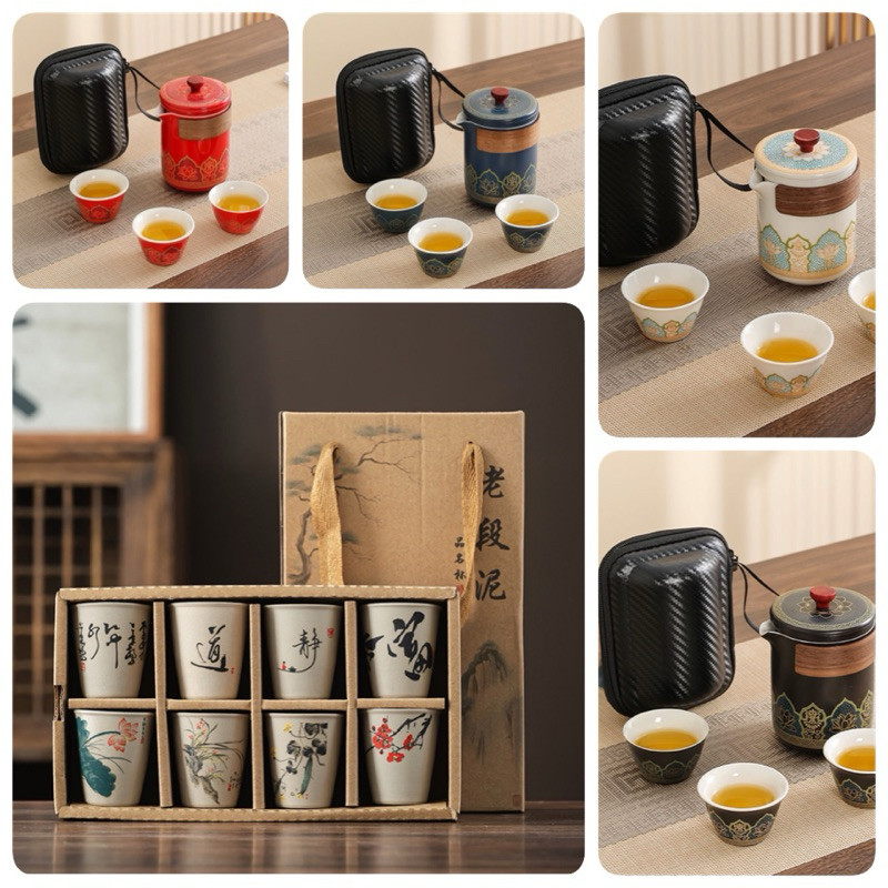 PLAOSANSTORE Japanese Tea Cup Set Free Box / cangkir gelas keramik teh ocha motif jepang dengan box 