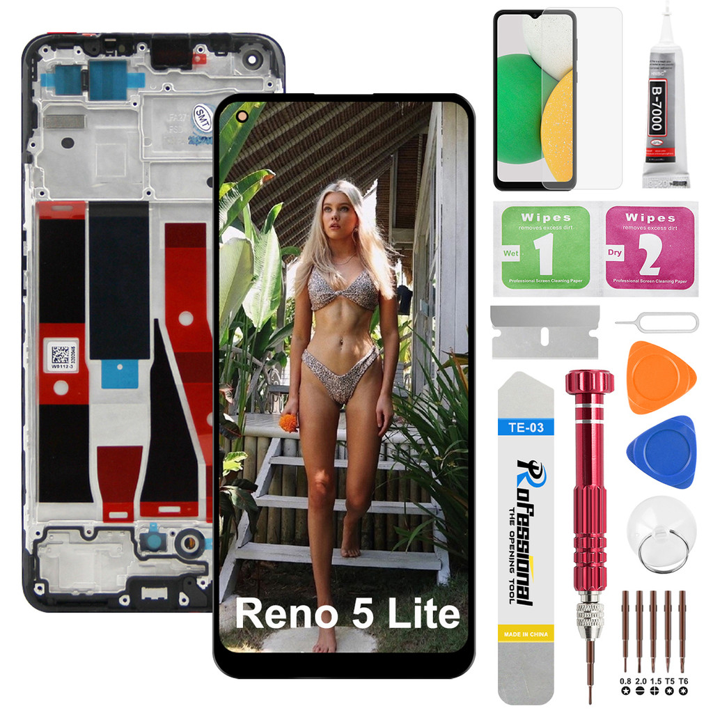AMOLED 6.43"For OPPO Reno5 Lite LCD splay Tou Screen gitizer Assembly For Reno 5 Lite CPH2205 LCD Re