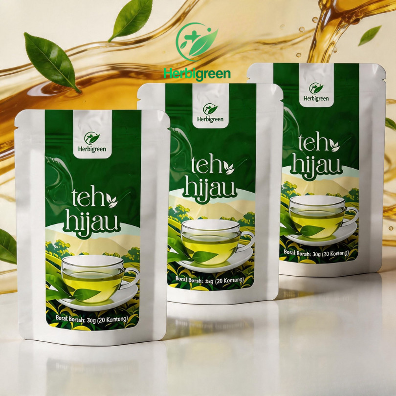 HERBIGREEN Teh Detox Herbal Teh Hijau Isi 20 Kantong Slimming Tea Diet Bantu Pencernaan Lebih Lancar