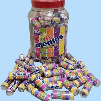 Kopiko Mentos Mint Rainbow roll permen toples - Mentos rainbow