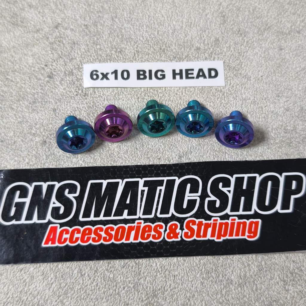 Baut Probolt Titanium M6x10 Bighead Drat 10 Panjang 1cm / baut titanium m6x10 bighead titanium