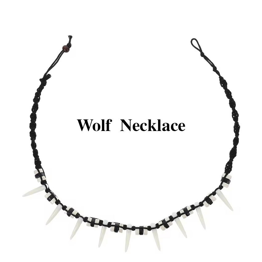 Kalung Taring Imitasi Bohemian – Tenun Buatan Tangan, Pelengkap Baju Adat Dayak