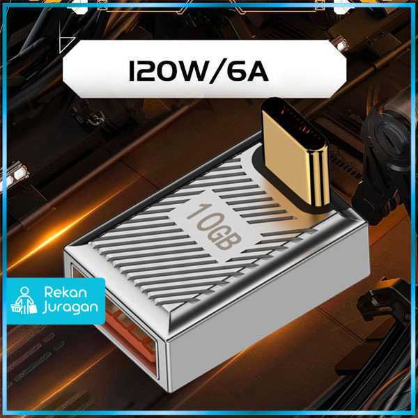 USB Type A 3.1 to Type C Adapter L Shape 10Gbps 120W - RB15