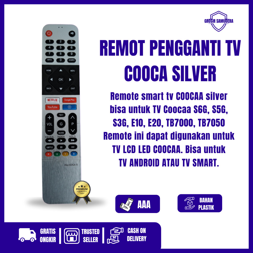 REMOTE TV COOCAA LED LCD ANDROID TV / COOCAA SILVER