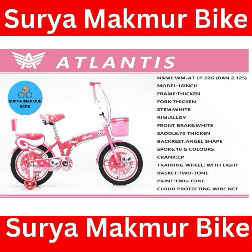 Sepeda Lipat anak 16”18”ATLANTIS 22G/Lipat Anak 16 18 Inch Mazara 2288 SR New