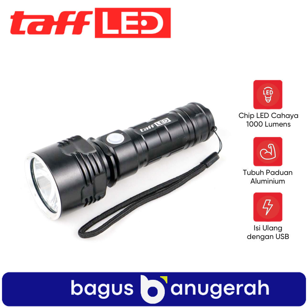 TAFFLED Senter LED USB Rechargeable P70 50W 1000 Lumens - XLM-P70