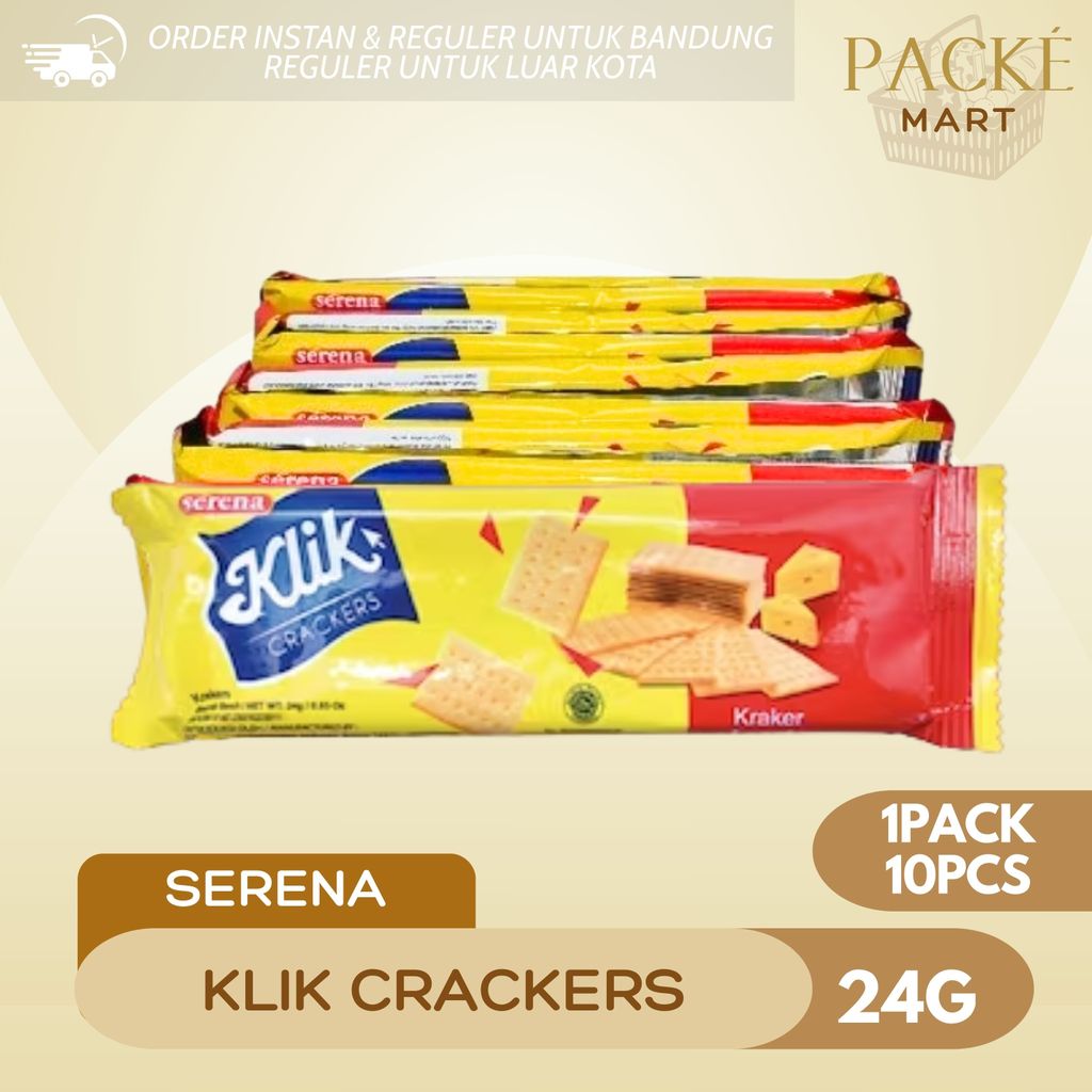 Serena KLIK Crackers 24g / 1PACK-10PCS / Biskuit KLIK Crackers Serena / Rasa Original