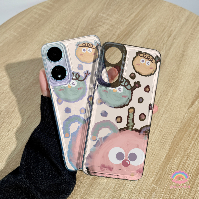 Casing Oppo Tiga bola batubara Transparan Soft Case Fashion Cocok untuk OPPO A16 A16S A54S A3S A12E 