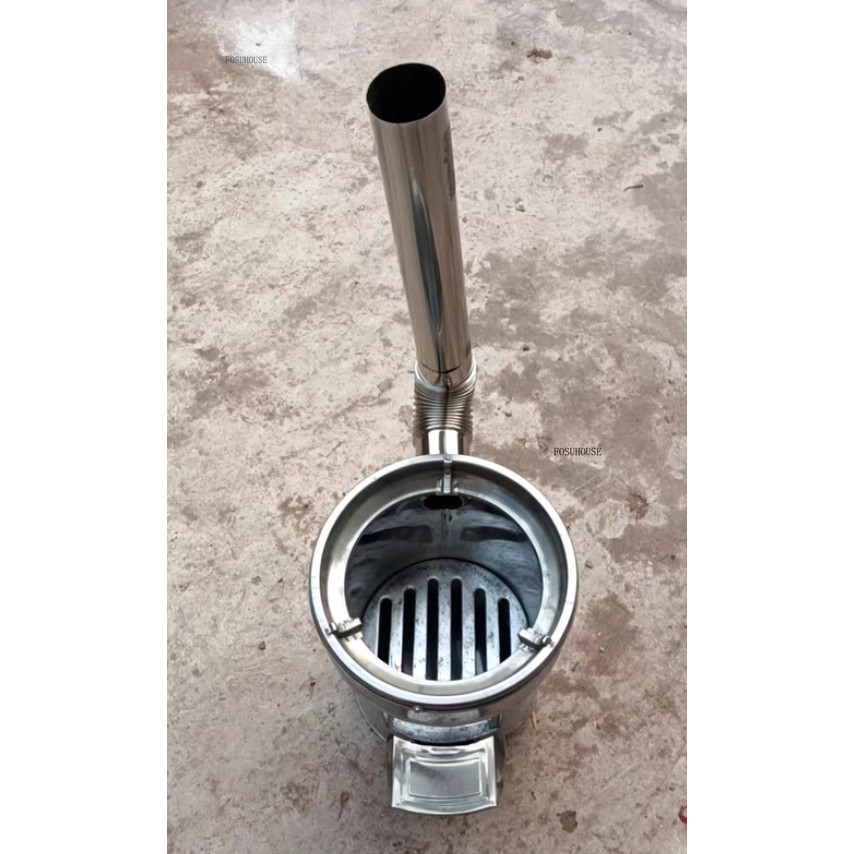 Outdoor Heater Chimeneas Energysaving Wood Stove Pot Stainless Steel Rural Heating Stove Picnic Barb