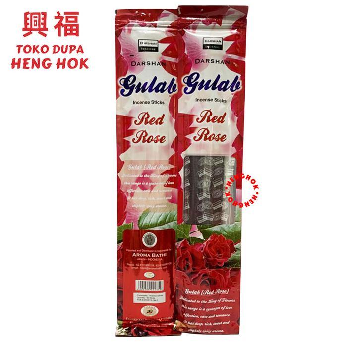 HIO / DUPA AROMATERAPI WANGI INDIA DARSHAN ISI 50 BTG 39 CM - Red Rose