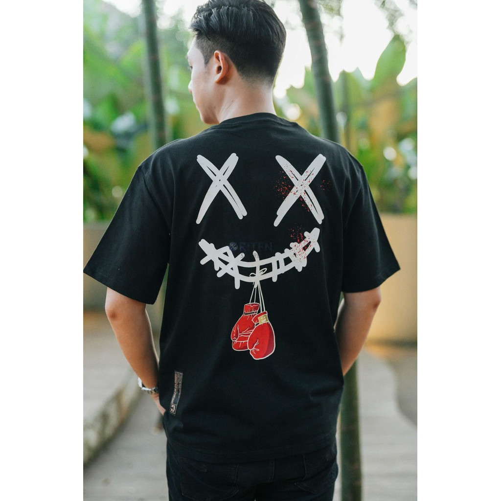 jaminan kualitas  Ricky Is Clown Boxing Smiley Tee Black Original / Baju Kaos RickyisClown Originalc
