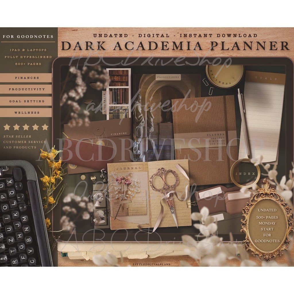Digital Planner - Dark Academia Undated Planner