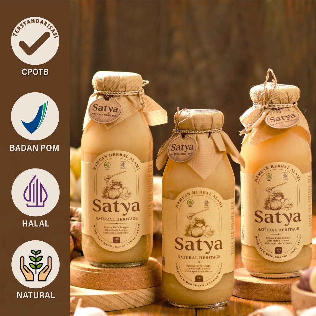 SATYA Natural Juice (PAKET 3 Botol) Jus Bawang Putih Tunggal BPOM TR