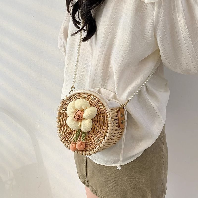 [Bintang Kota][COD]Tas Selempang Mutiara Wanita Terbaru, Tas Anyaman, Tas Bulat Kecil