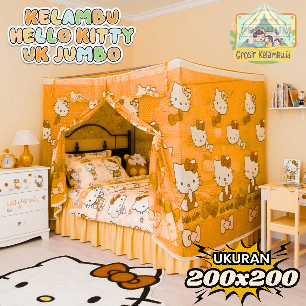 KELAMBU MOTIF HELLO KITTY JUMBO 180x200 / KELAMBU KARAKTER HELLO KITTY JUMBO 200x200