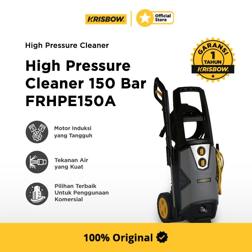 Krisbow High Pressure Cleaner Home Use 150 Bar 2000 watt Frhpe150A - Hitam Mesin Cuci Steam Serbagun