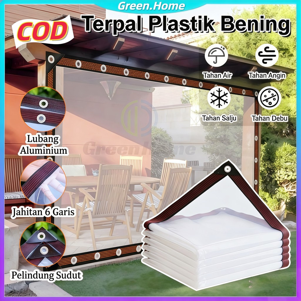 Terpal Plastik Bening PE Tahan Air 99% UV Greenhouse Tirai Anti Air Kolam Ikan Hidroponik