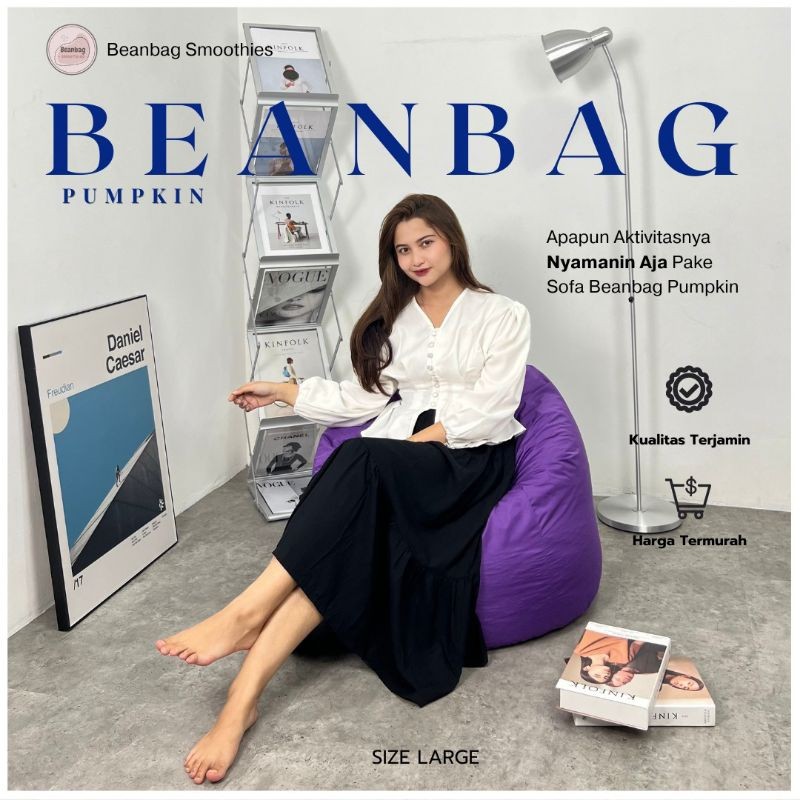 READY Bean bag Pumkpin plus isi WATERPROOF kain Kuat Polyester import - Size Dewasa Sofa Nyaman
