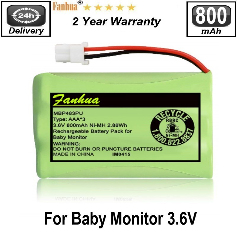 36V Battery For VTech VM312 VM3251 VM3252 61 Baby Monitor Motorola Newer 800mAh Version MBP33S MBP36