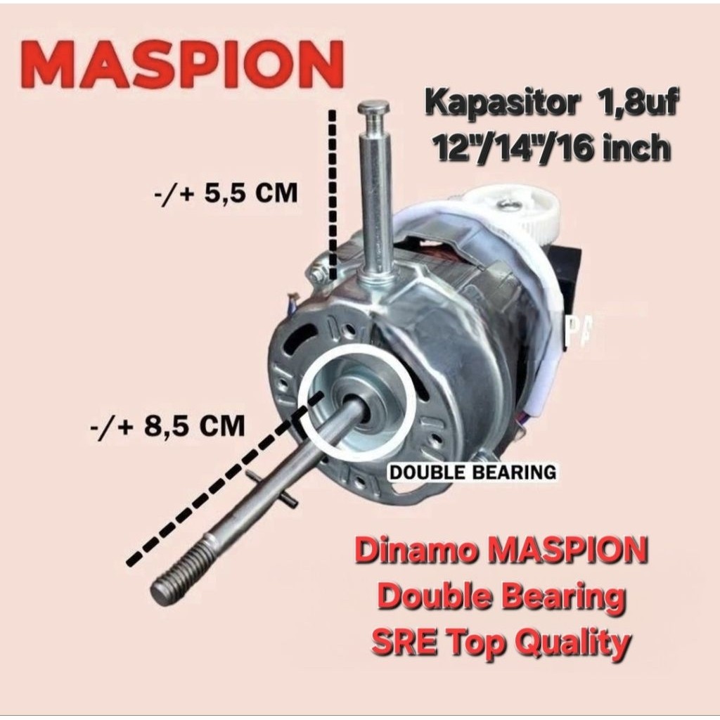 READY MASPION Dinamo Motor kipas angin Double Bearing 12"/14"/16 inch