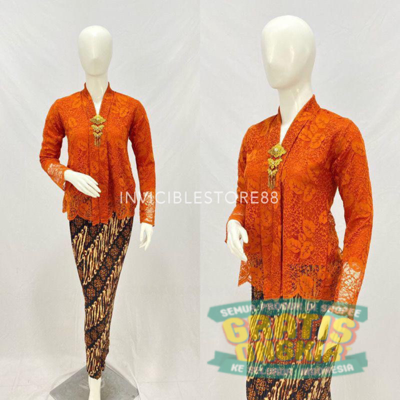 Kebaya Modern Kartini pendek brokat wisuda/ pakaian wanita lainnya merah putih hijau kuning